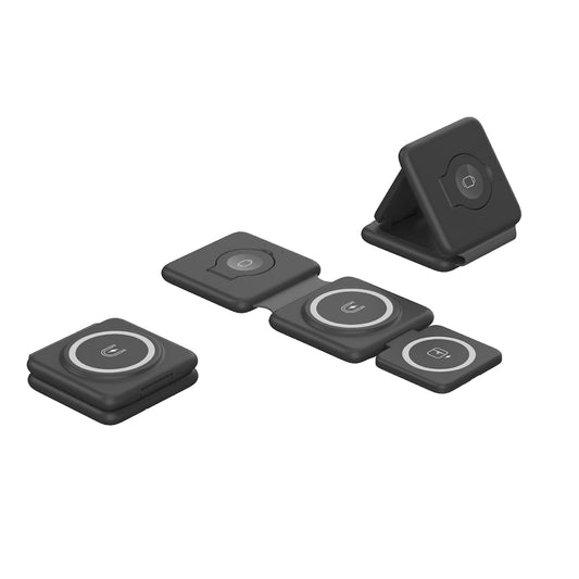 3 in 1 Foldable Wireless Charger Folding Travel Wireless Charging Station Black