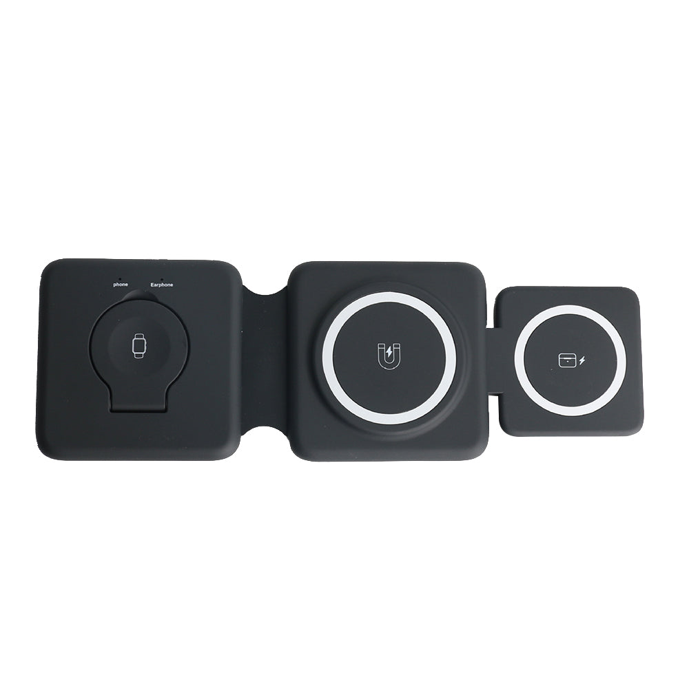 3 in 1 Foldable Wireless Charger Folding Travel Wireless Charging Station Black