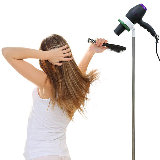 2 In 1 Adjustable Hair Dryer Stand Phone Holder Hands Free Blow Dryer Holder Green