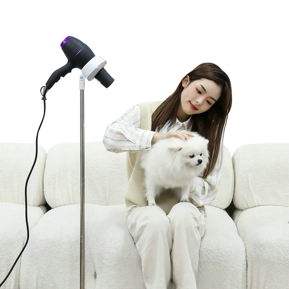 2 In 1 Adjustable Hair Dryer Stand Phone Holder Hands Free Blow Dryer Holder Grey