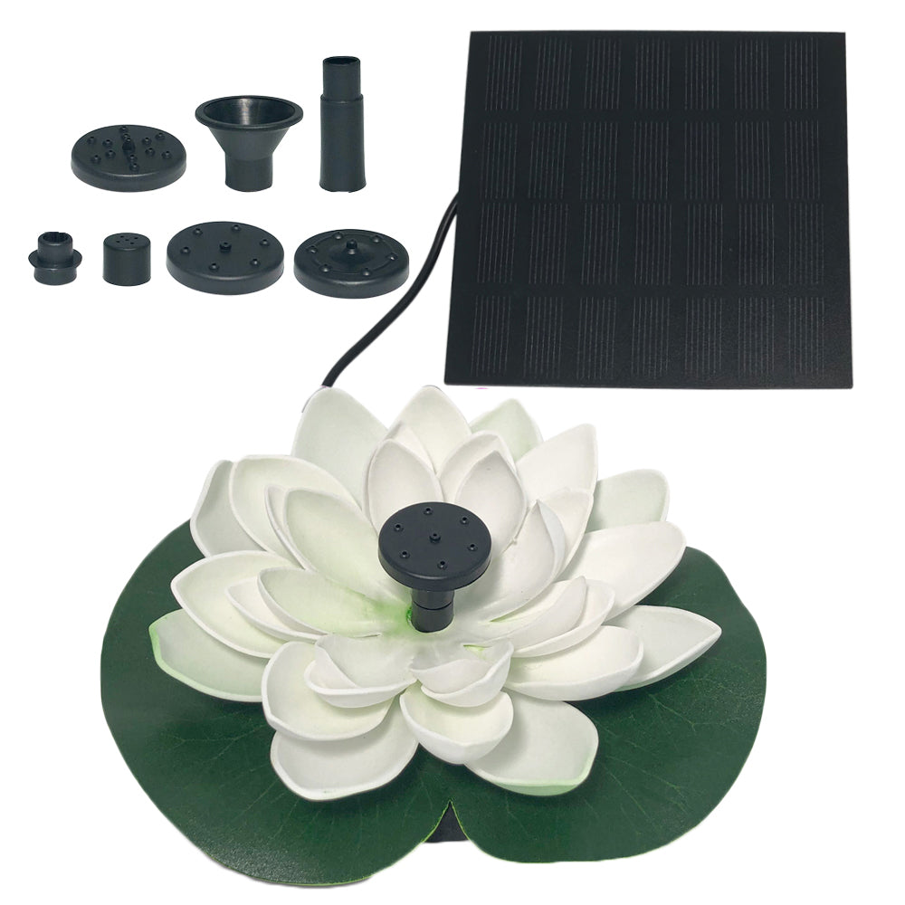 Floating Solar Fountain Pump Lotus Leaf Water Pump White