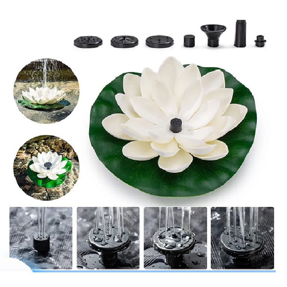 Floating Solar Fountain Pump Lotus Leaf Water Pump White