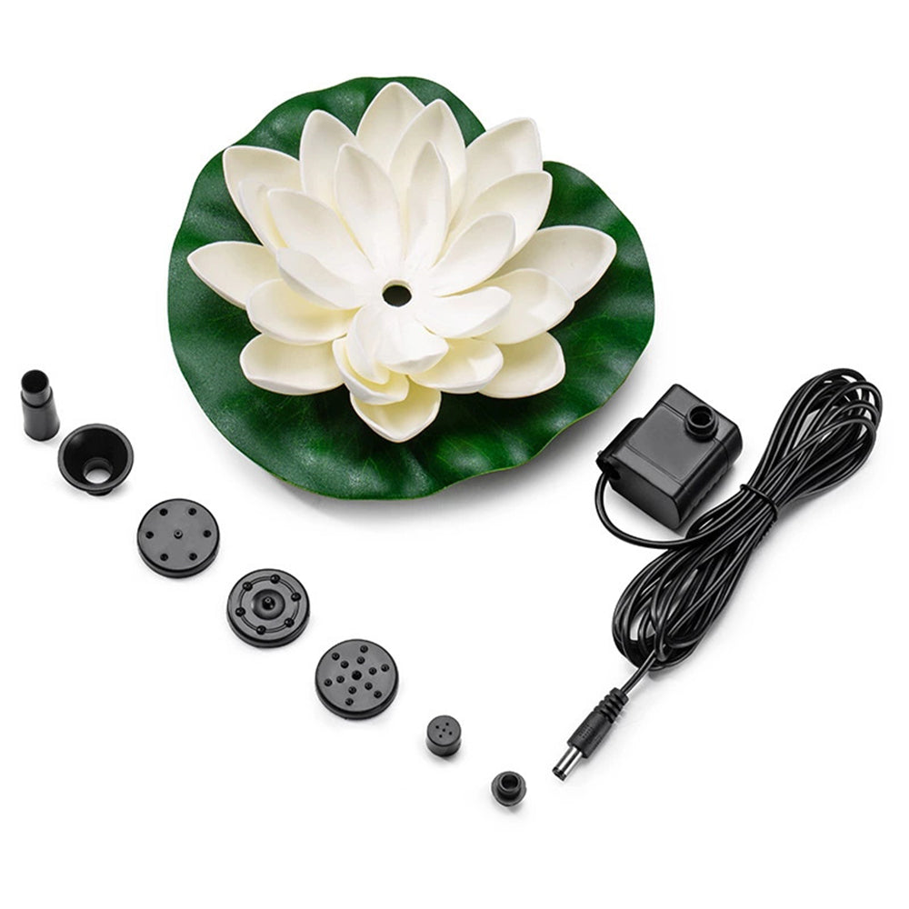 Floating Solar Fountain Pump Lotus Leaf Water Pump White