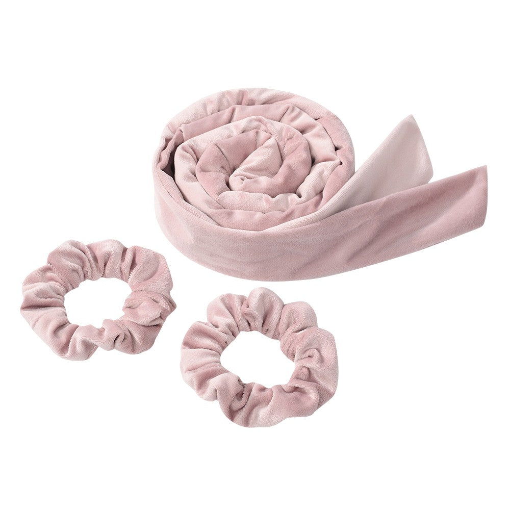 3Pcs Set Heatless Curling Rod Hair Curling Rollers Lazy Curler Headband Pink