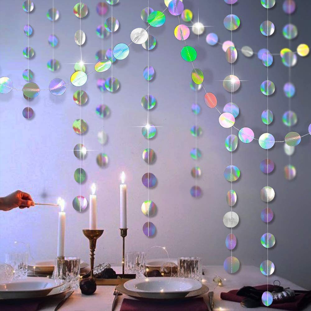 4 Meters Round Star Sequin Hanging Streamer Banner Garland Decor Party Supplies