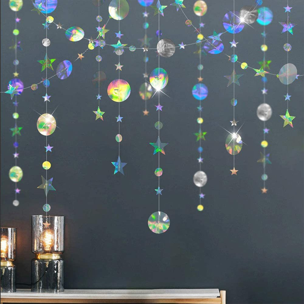 4 Meters Round Sequin Hanging Streamer Banner Garland Decor Party Supplies
