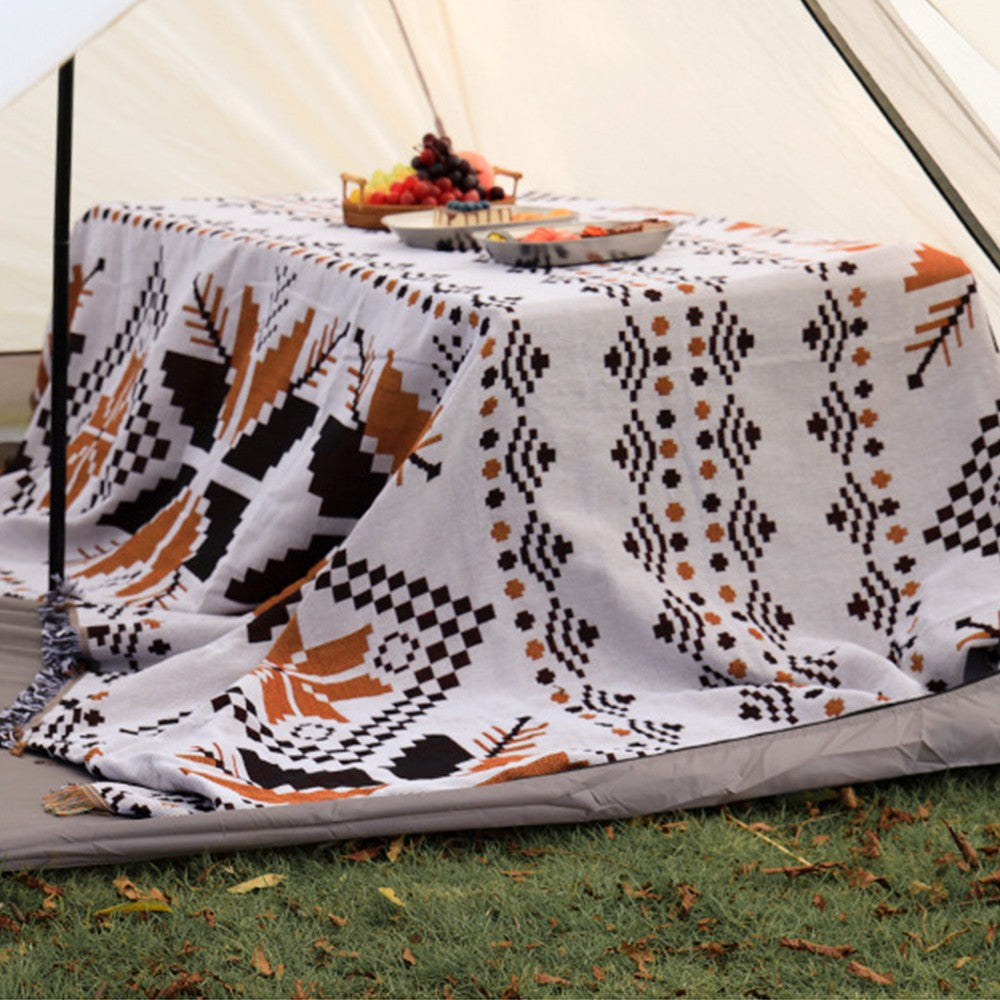 90x180cm Boho Camping Throw Blanket Beach Picnic Mat Sofa Towel Cover Beige
