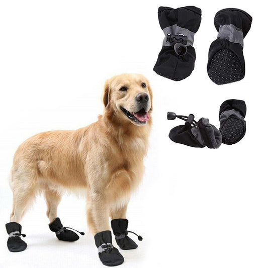 4Pcs Anti Slip Pet Dog Shoes Protective Rain Boots Pet Socks Booties Black S
