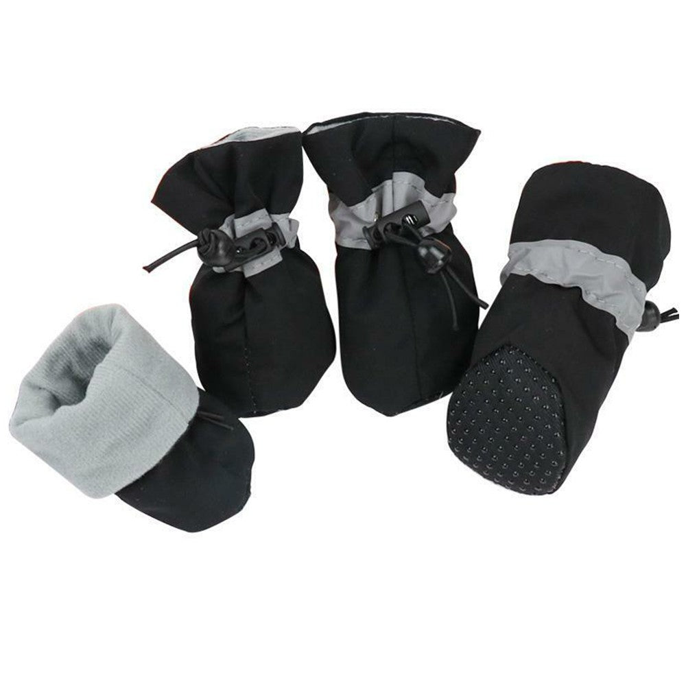 4Pcs Anti Slip Pet Dog Shoes Protective Rain Boots Pet Socks Booties Black S