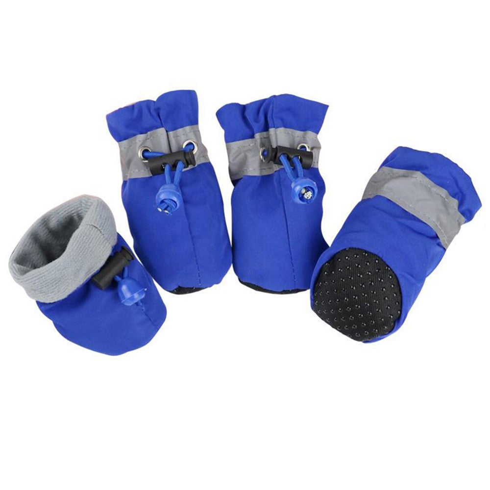 4Pcs Anti Slip Pet Dog Shoes Protective Rain Boots Pet Socks Booties Blue L