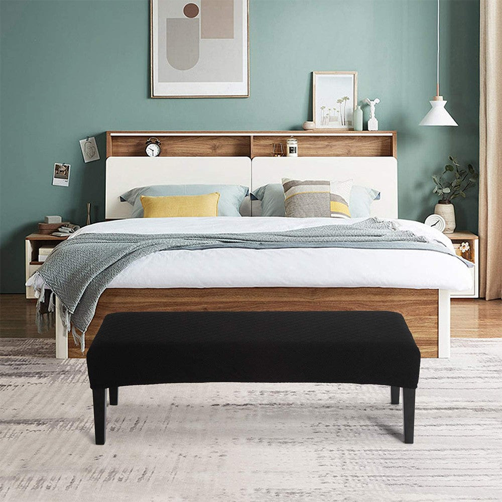 Stretch Bench Cover Bench Seat Protector Cover for Living Room Bedroom Black