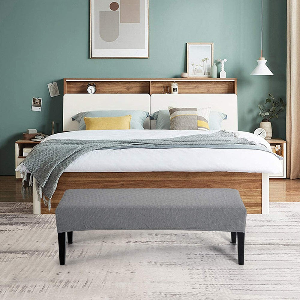 Stretch Bench Cover Bench Seat Protector Cover for Living Room Bedroom Grey