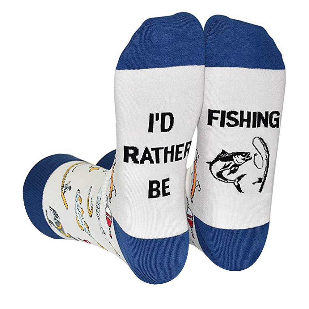 Pair of Unisex Funny Sport Socks I Would Rather Be Fishing