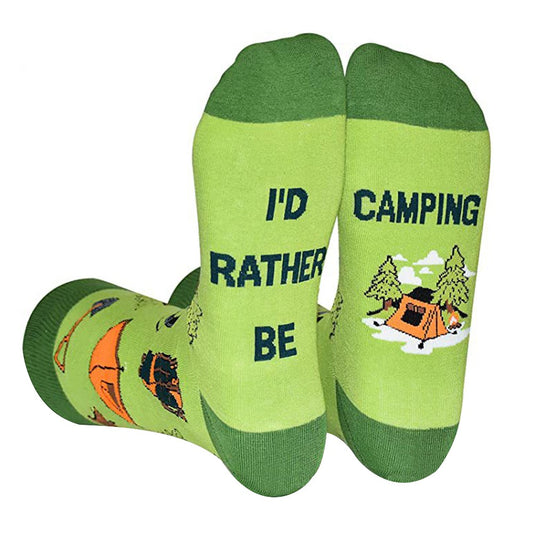Pair of Unisex Funny Sport Socks I Would Rather Be Camping