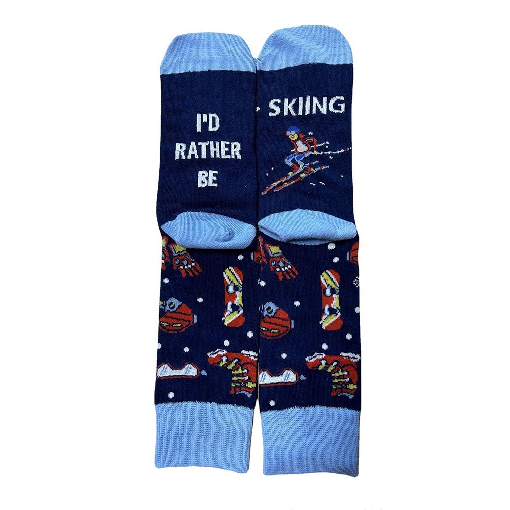 Pair of Unisex Funny Sport Socks I Would Rather Be Skiing