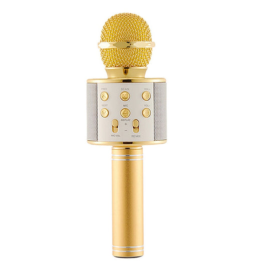 Bluetooth Wireless Karaoke Microphone with LED Lights Portable Handheld Mic Speaker Gold