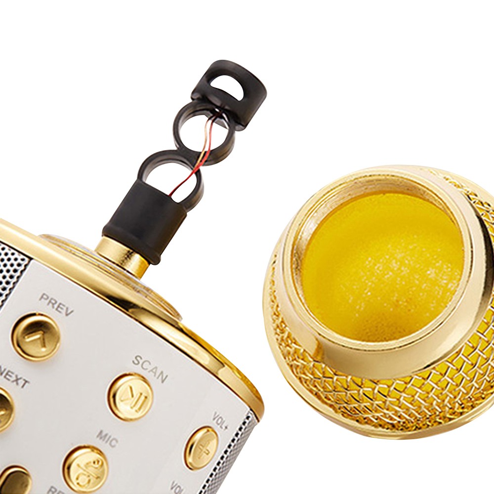 Bluetooth Wireless Karaoke Microphone with LED Lights Portable Handheld Mic Speaker Gold
