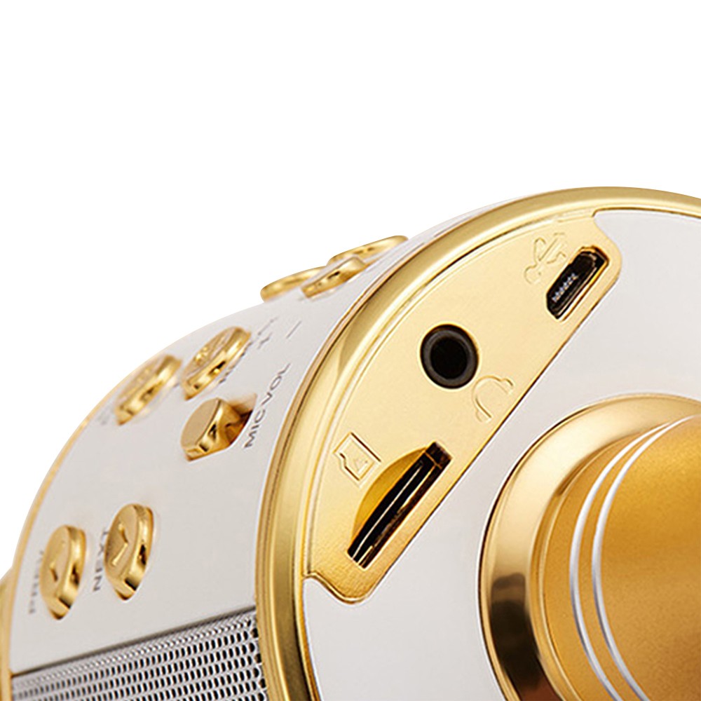 Bluetooth Wireless Karaoke Microphone with LED Lights Portable Handheld Mic Speaker Gold