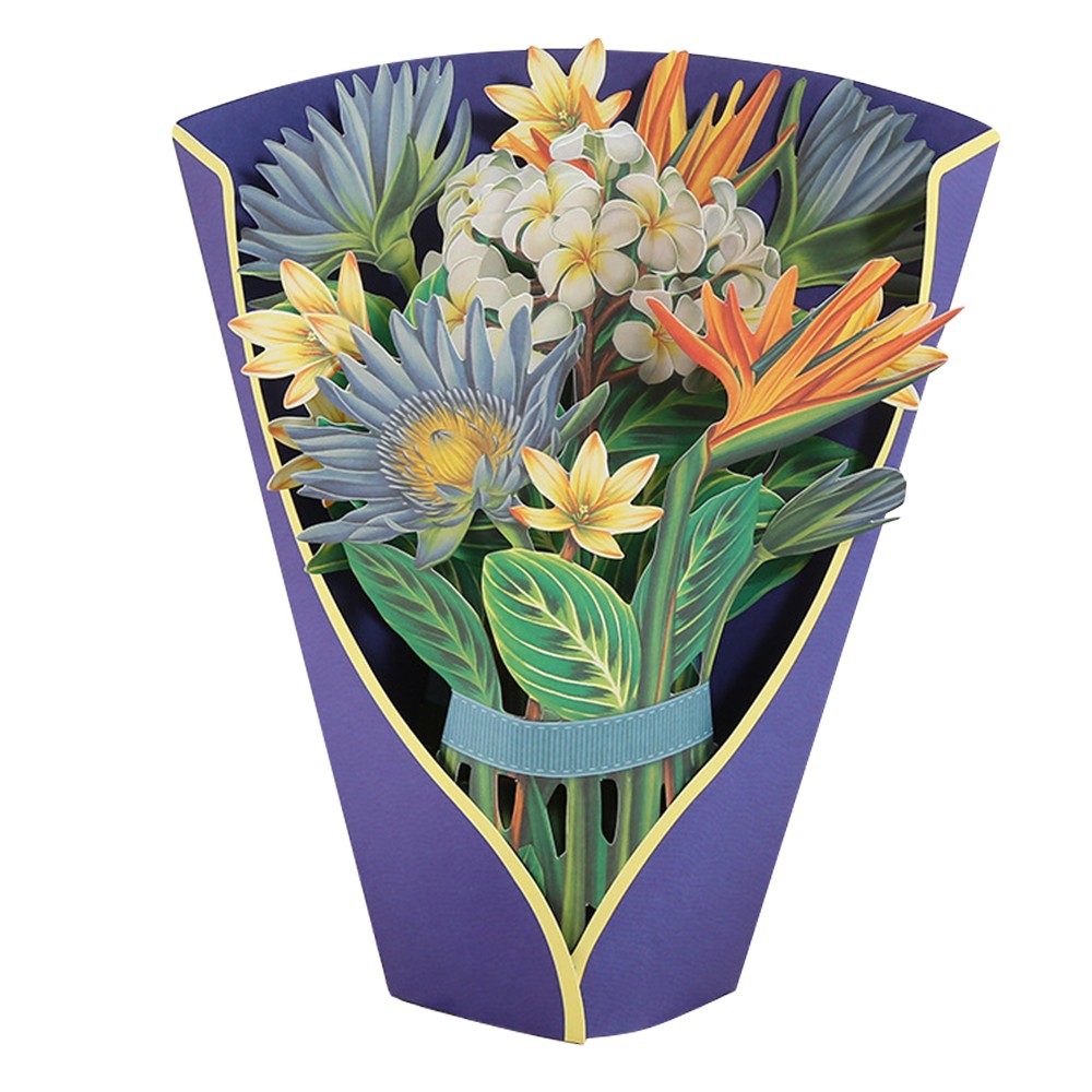 3D Pop Up Bird of Paradise Bouquet Greeting Cards Kit Mothers Day Paper Flower Bouquet