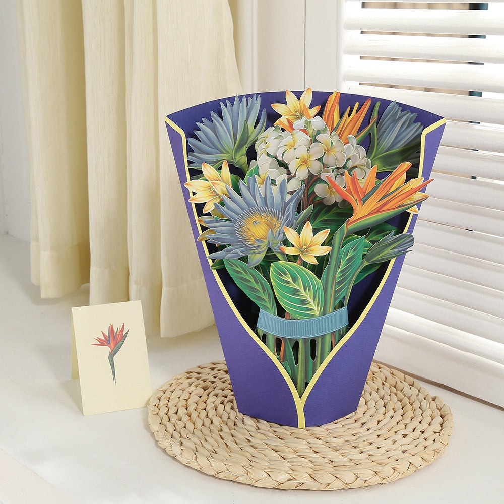 3D Pop Up Bird of Paradise Bouquet Greeting Cards Kit Mothers Day Paper Flower Bouquet