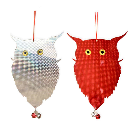 2 X Owl Shape Double Sided Reflective Bird Repellent Bird Scare Garden Accessory