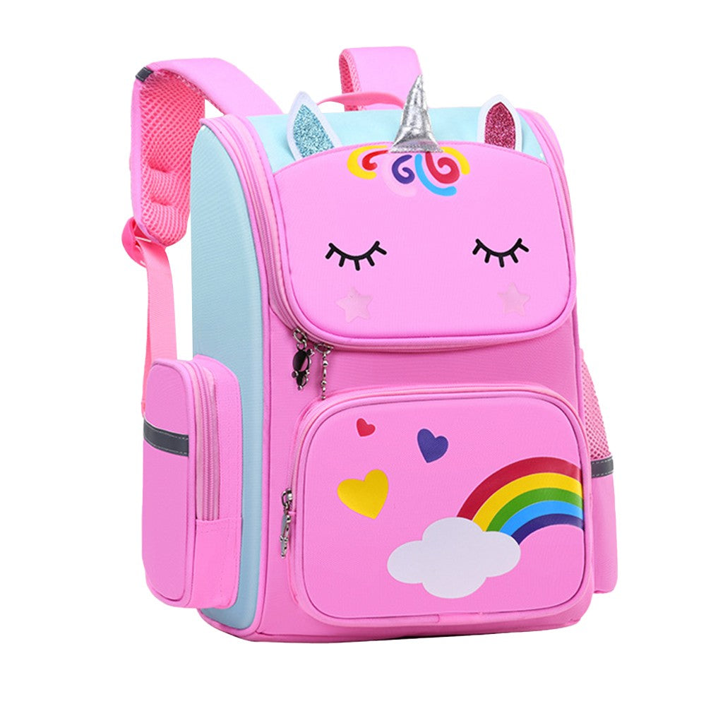 Kids Unicorn Backpack Double Shoulder Bag Travel School Bags Rucksack Pink S