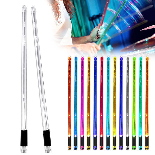 Pair of LED Light Up Drumstick Motion Activated USB Changing Color Drum Sticks