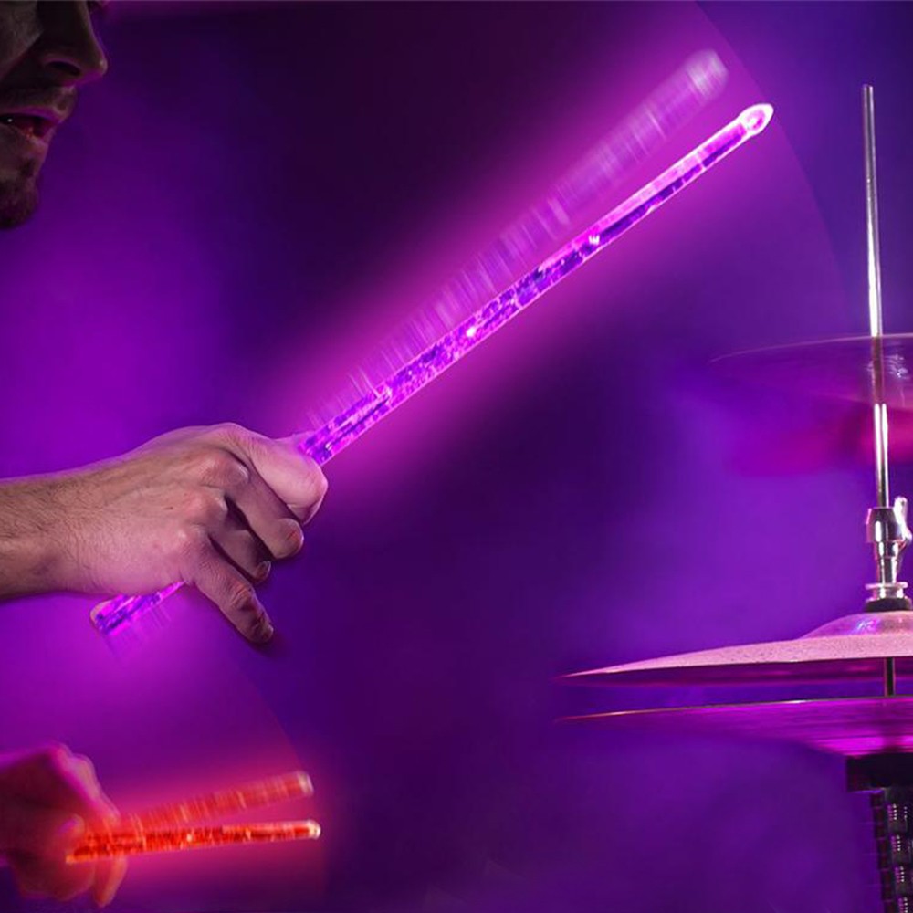 Pair of LED Light Up Drumstick Motion Activated USB Changing Color Drum Sticks