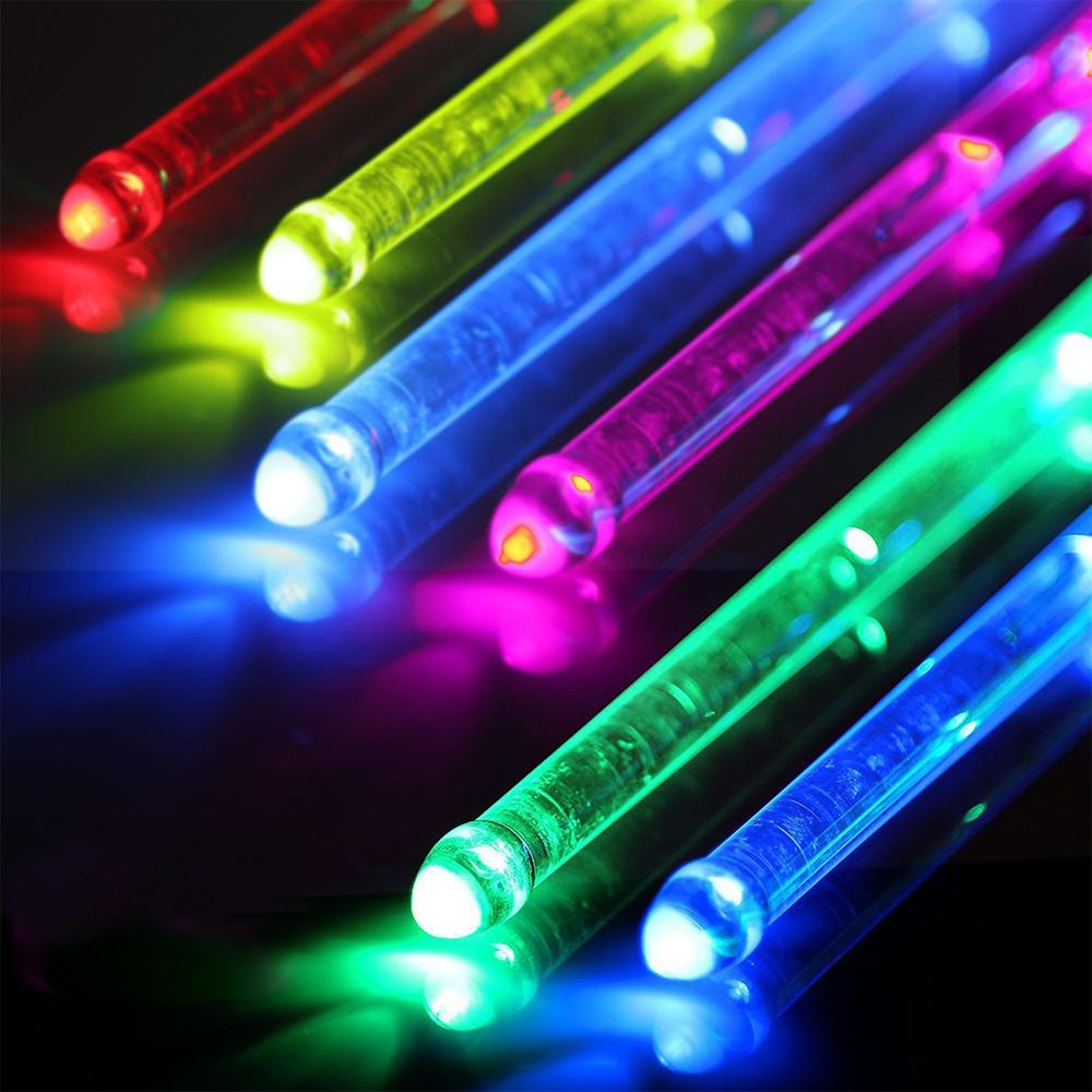 Pair of LED Light Up Drumstick Motion Activated USB Changing Color Drum Sticks