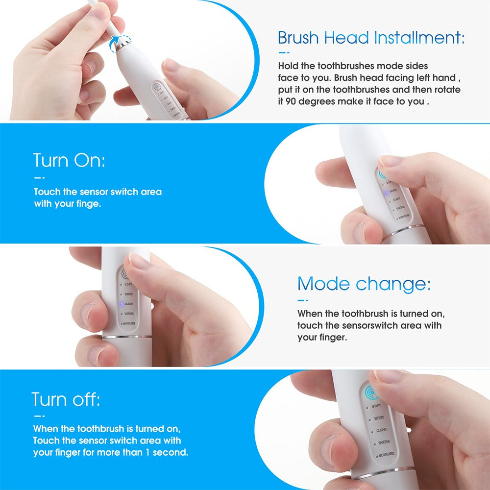 Electric Toothbrushes Oral Brush Head Tooth Stains Cleaner Calculus Remover Blue