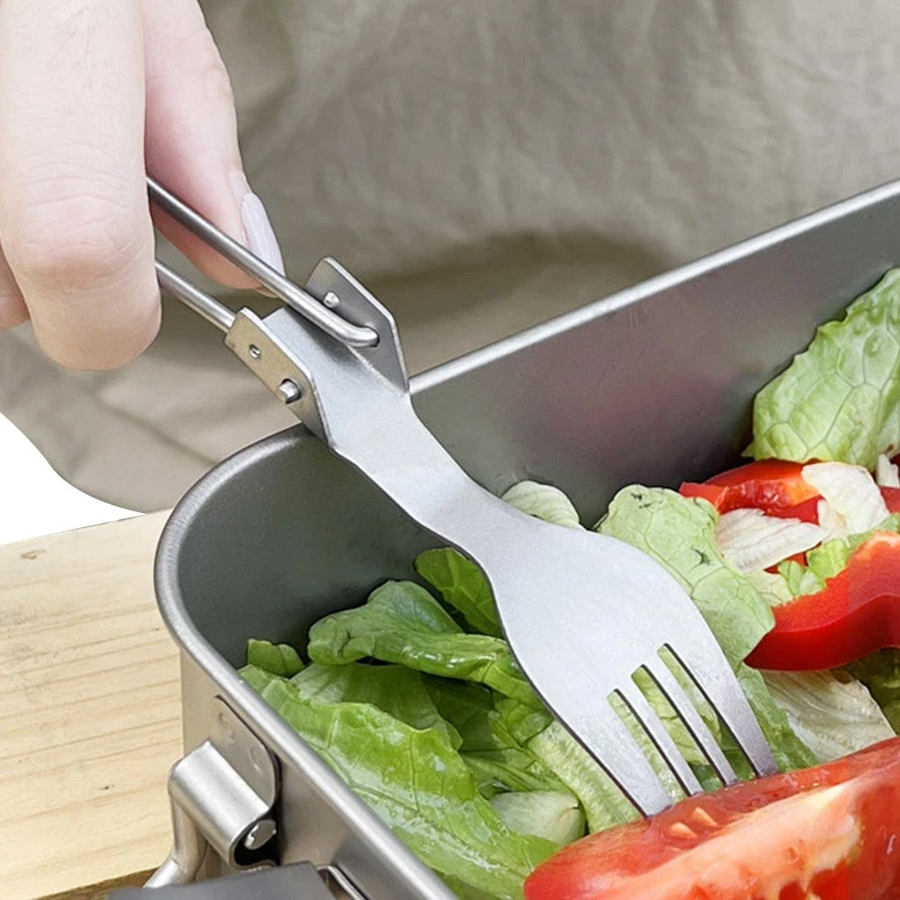1 X 5Pcs Folding Cutlery Set Foldable Stainless Steel Utensil with Storage Bag
