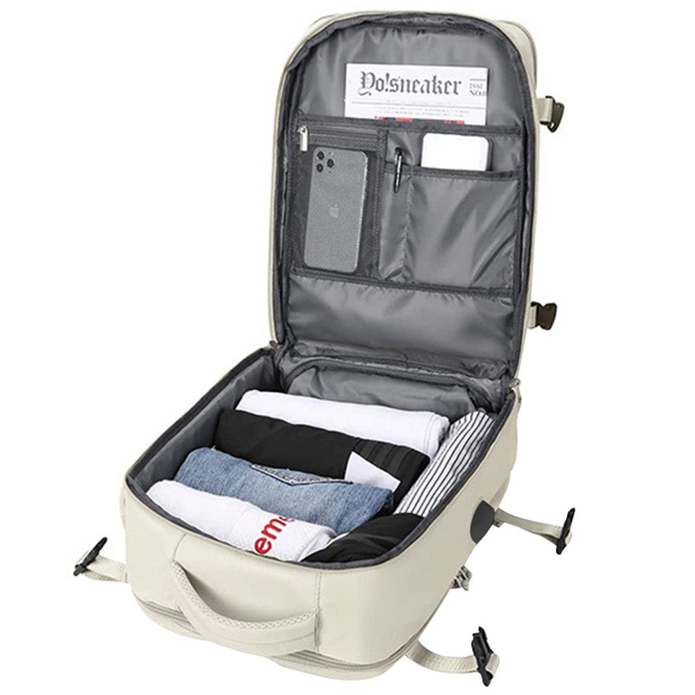 Travel Duffel Bag Sport Backpack Rucksack Hiking Bag with Shoe Compartment Beige