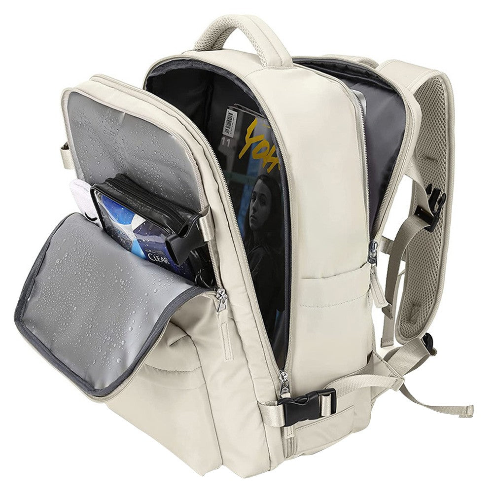Travel Duffel Bag Sport Backpack Rucksack Hiking Bag with Shoe Compartment Beige