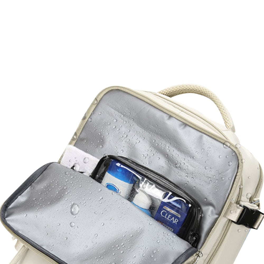 Travel Duffel Bag Sport Backpack Rucksack Hiking Bag with Shoe Compartment Beige