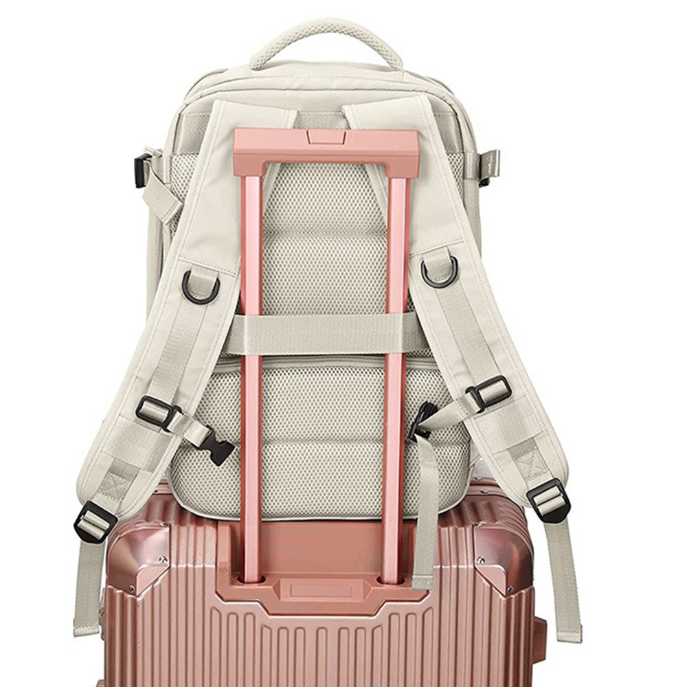 Travel Duffel Bag Sport Backpack Rucksack Hiking Bag with Shoe Compartment Beige