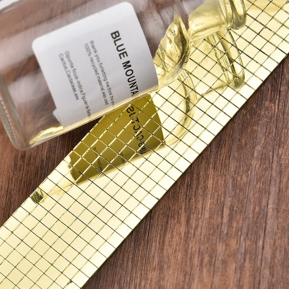 1M Self Adhesive Mosaic Wall Sticker DIY Tiles Mirror Home Decor Gold