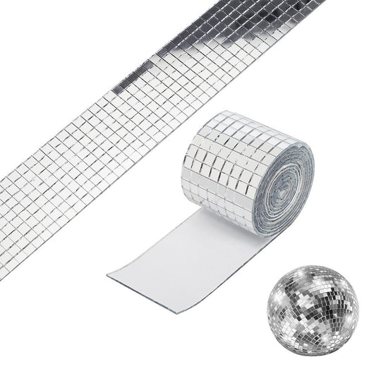 1M Self Adhesive Mosaic Wall Sticker DIY Tiles Mirror Home Decor Silver