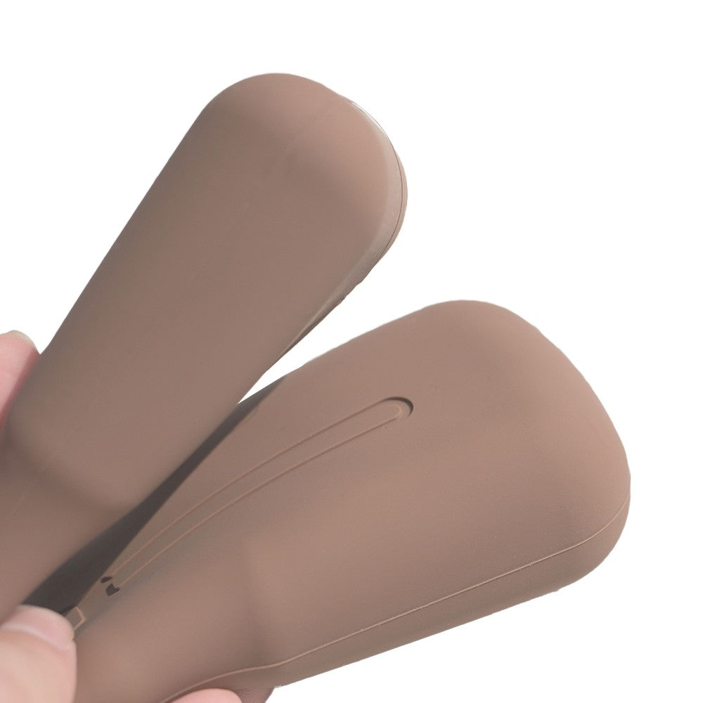 1 X Travel Makeup Brush Holder Silicone Makeup Brush Organizer Bag Light Brown