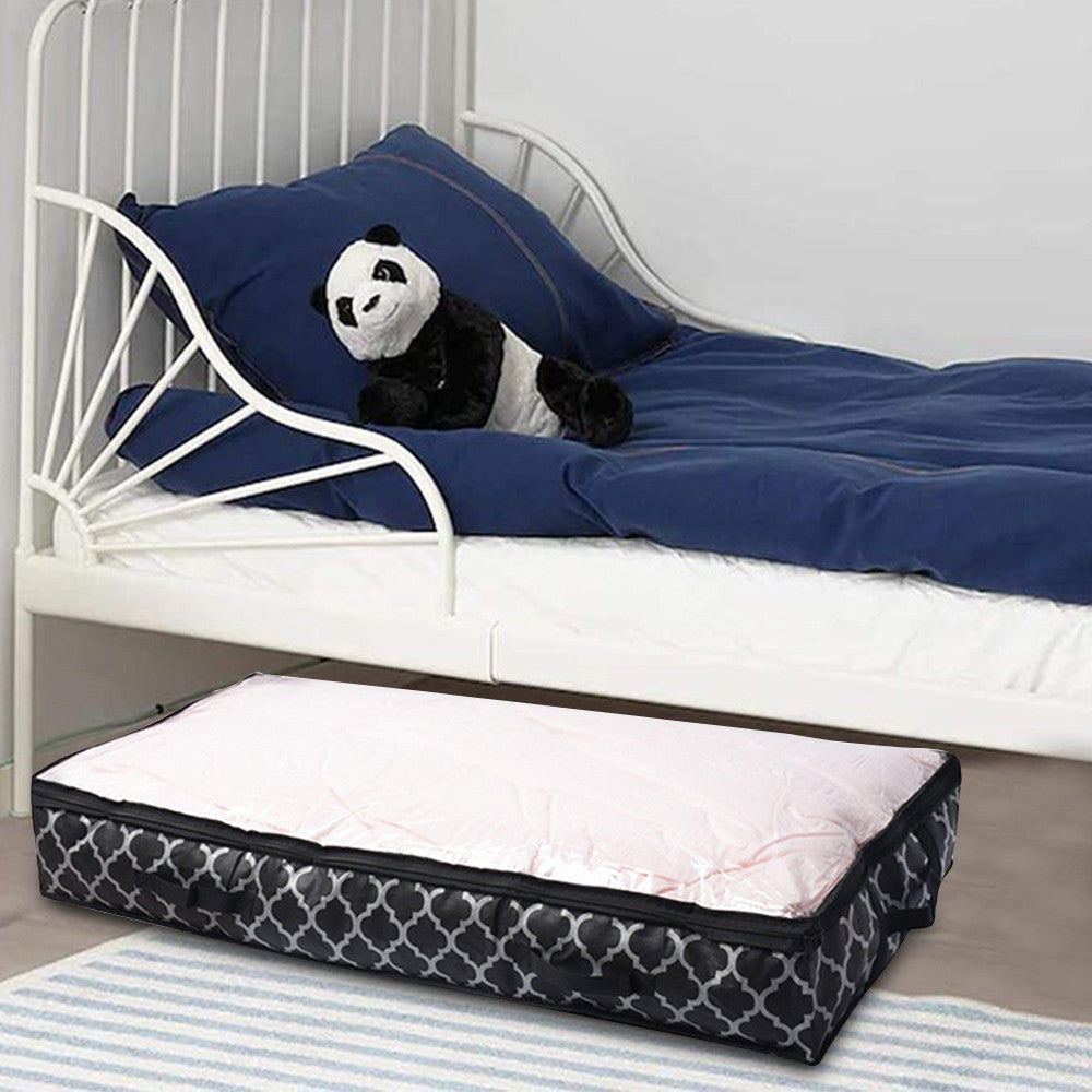 2 X Foldable Under Bed Clothes Storage Bag Blanket Organizer Black Lantern Print