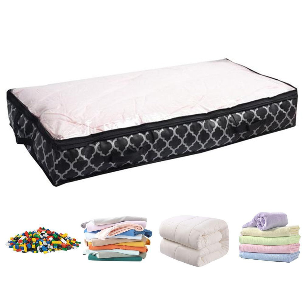 1 X Foldable Under Bed Clothes Storage Bag Blanket Organizer Black Lantern Print