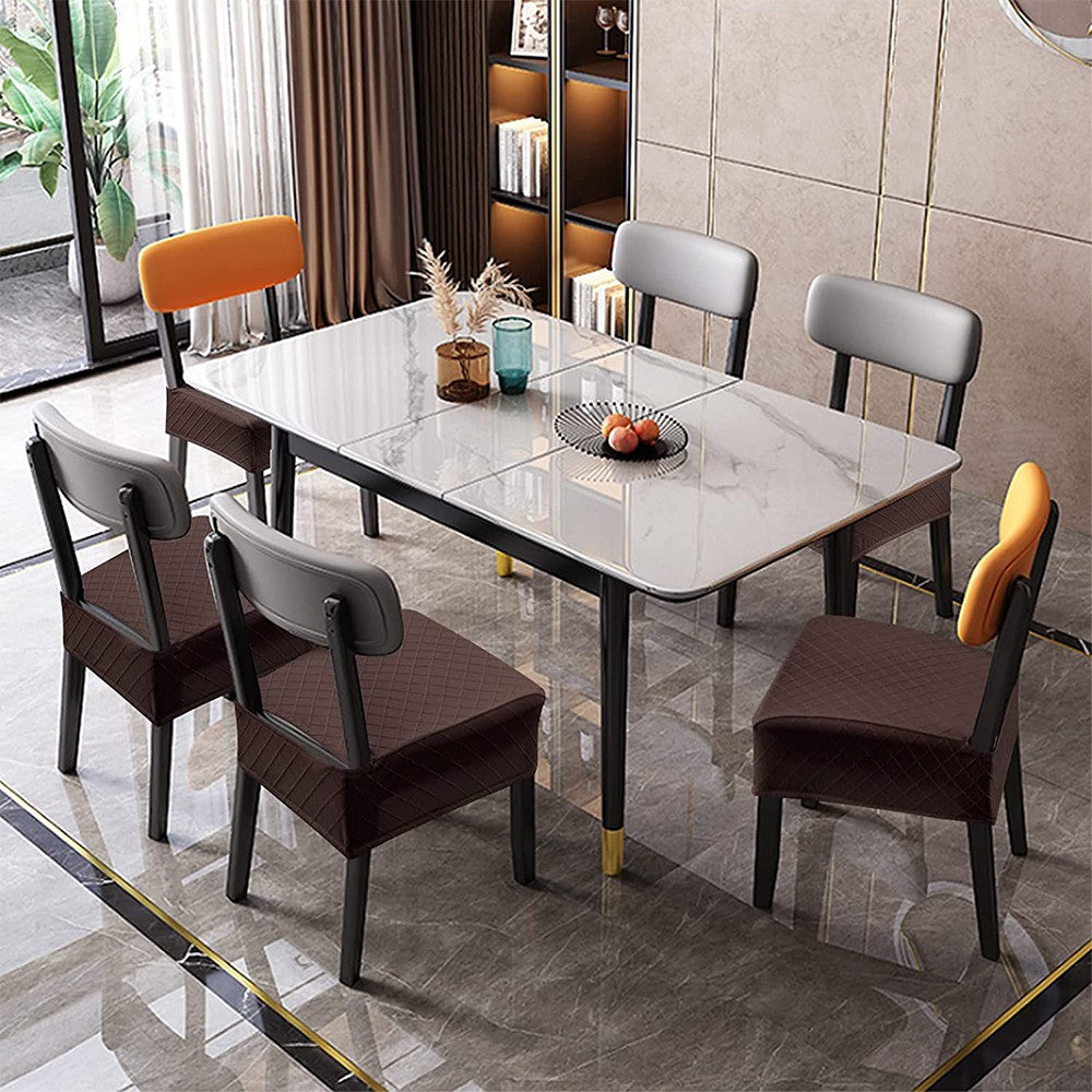 2 X Water Resistant Rhombic Lattice Dining Chair Seat Cushion Cover Coffee