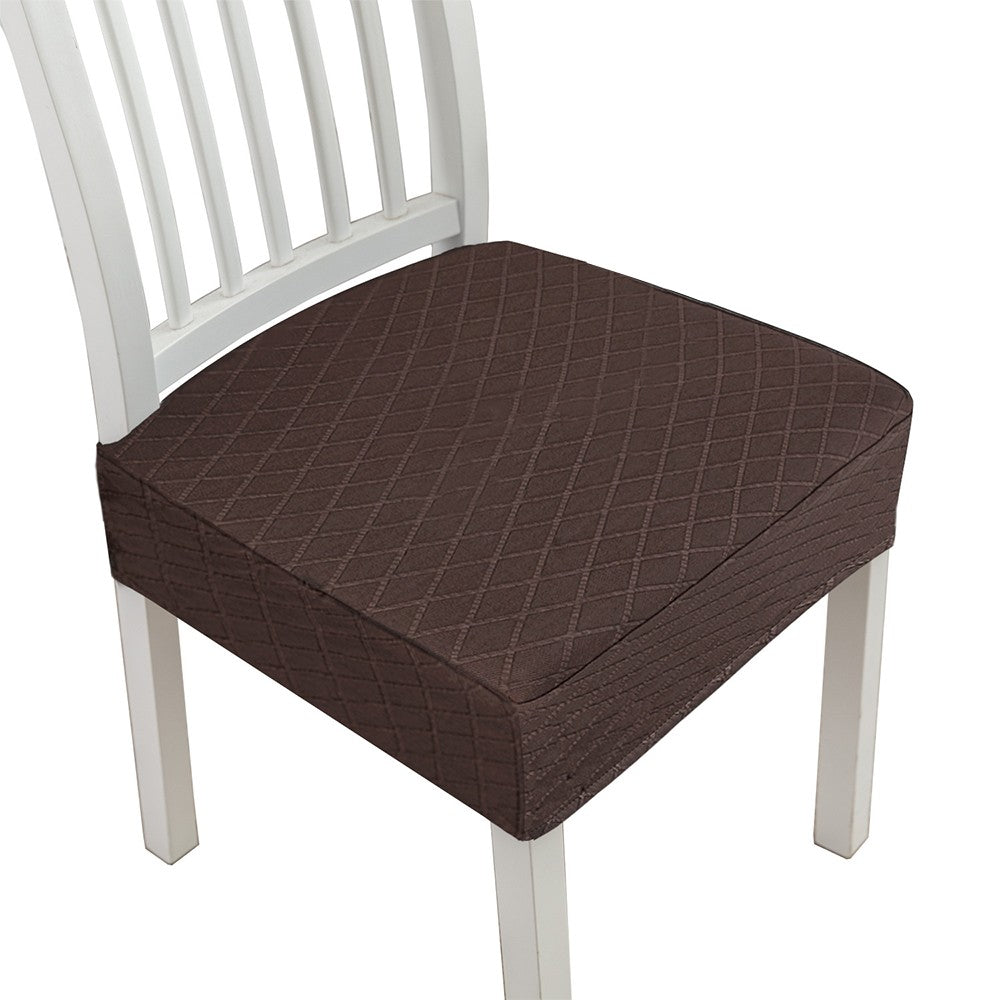 2 X Water Resistant Rhombic Lattice Dining Chair Seat Cushion Cover Coffee
