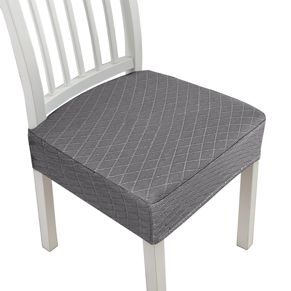 2 X Water Resistant Rhombic Lattice Dining Chair Seat Cushion Cover Grey