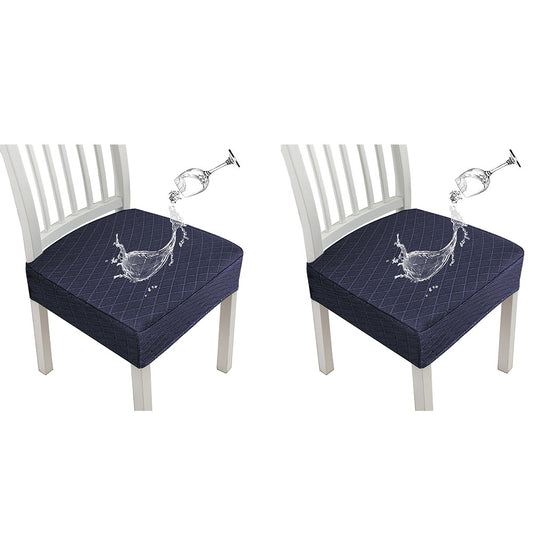 2 X Water Resistant Rhombic Lattice Dining Chair Seat Cushion Cover Navy Blue