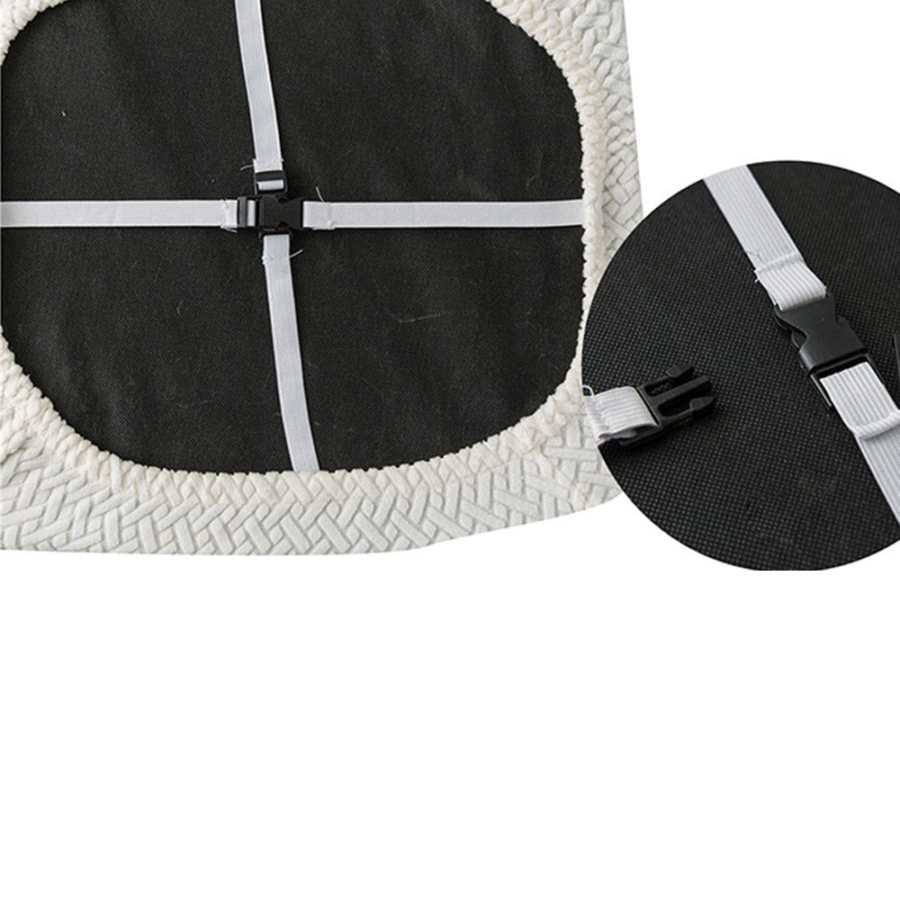 2 X Stretch Dining Chair Seat Cover Jacquard Removable Cushion Slipcover Beige