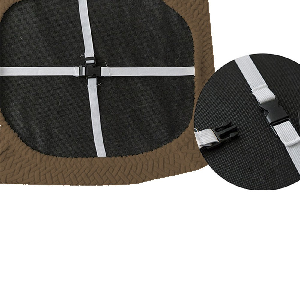 2 X Stretch Dining Chair Seat Cover Jacquard Removable Cushion Slipcover Coffee