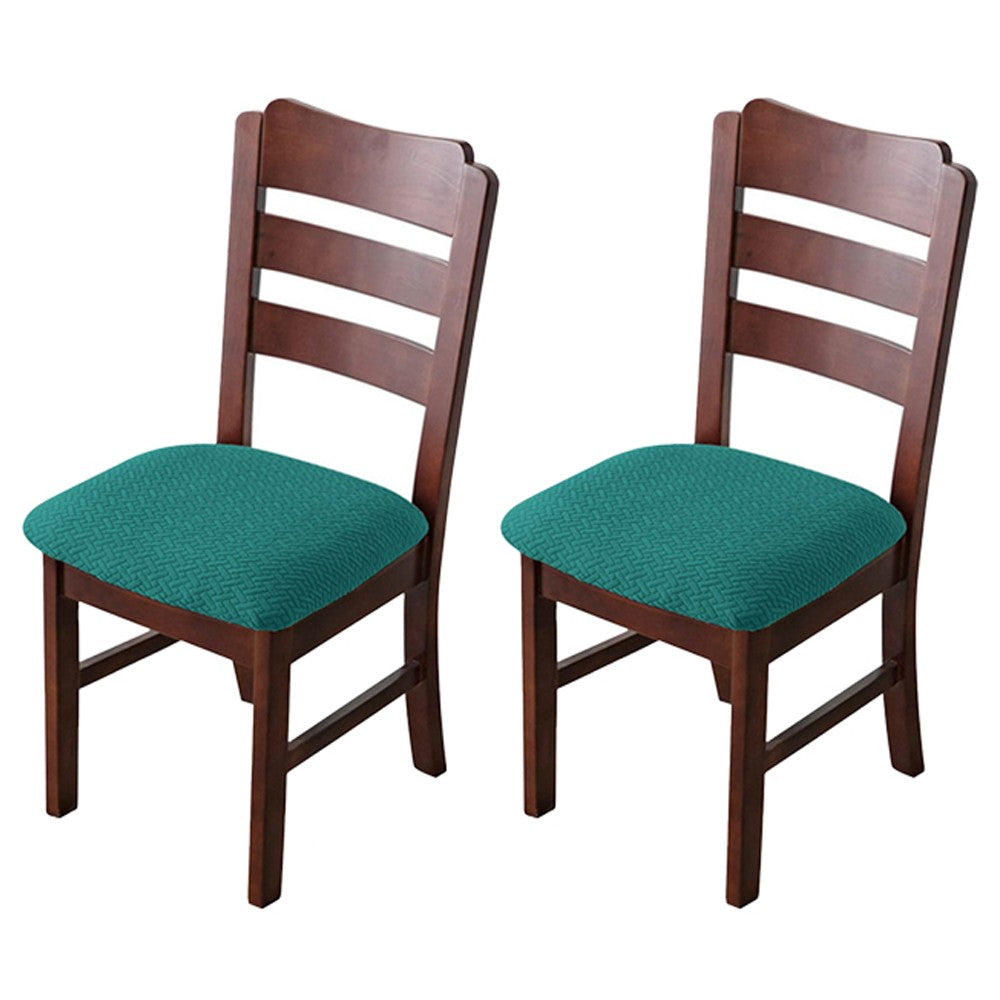 2 X Stretch Dining Chair Seat Cover Jacquard Removable Cushion Slipcover Green