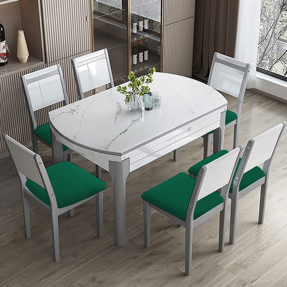 2 X Stretch Dining Chair Seat Cover Jacquard Removable Cushion Slipcover Green