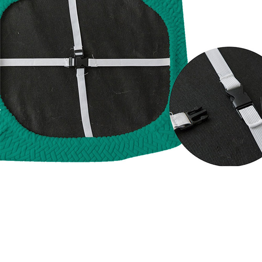 2 X Stretch Dining Chair Seat Cover Jacquard Removable Cushion Slipcover Green