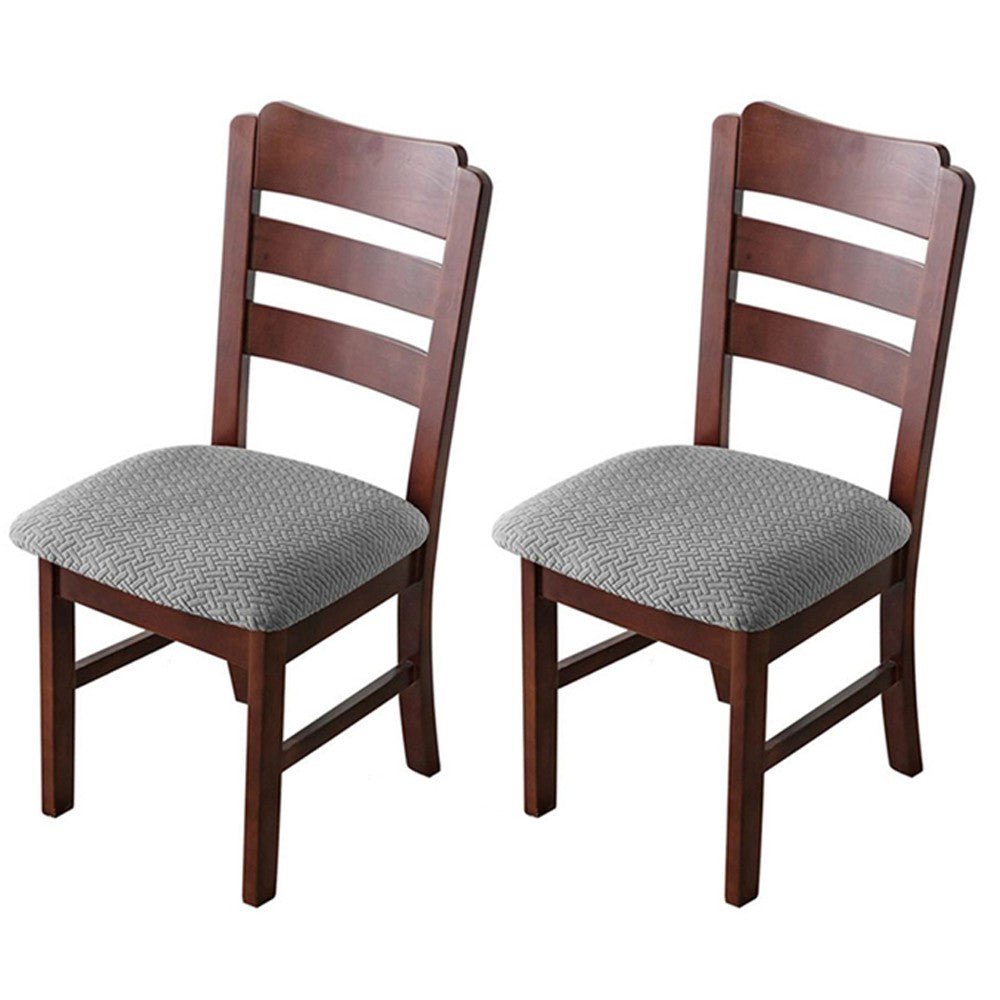 2 X Stretch Dining Chair Seat Cover Jacquard Removable Cushion Slipcover Grey